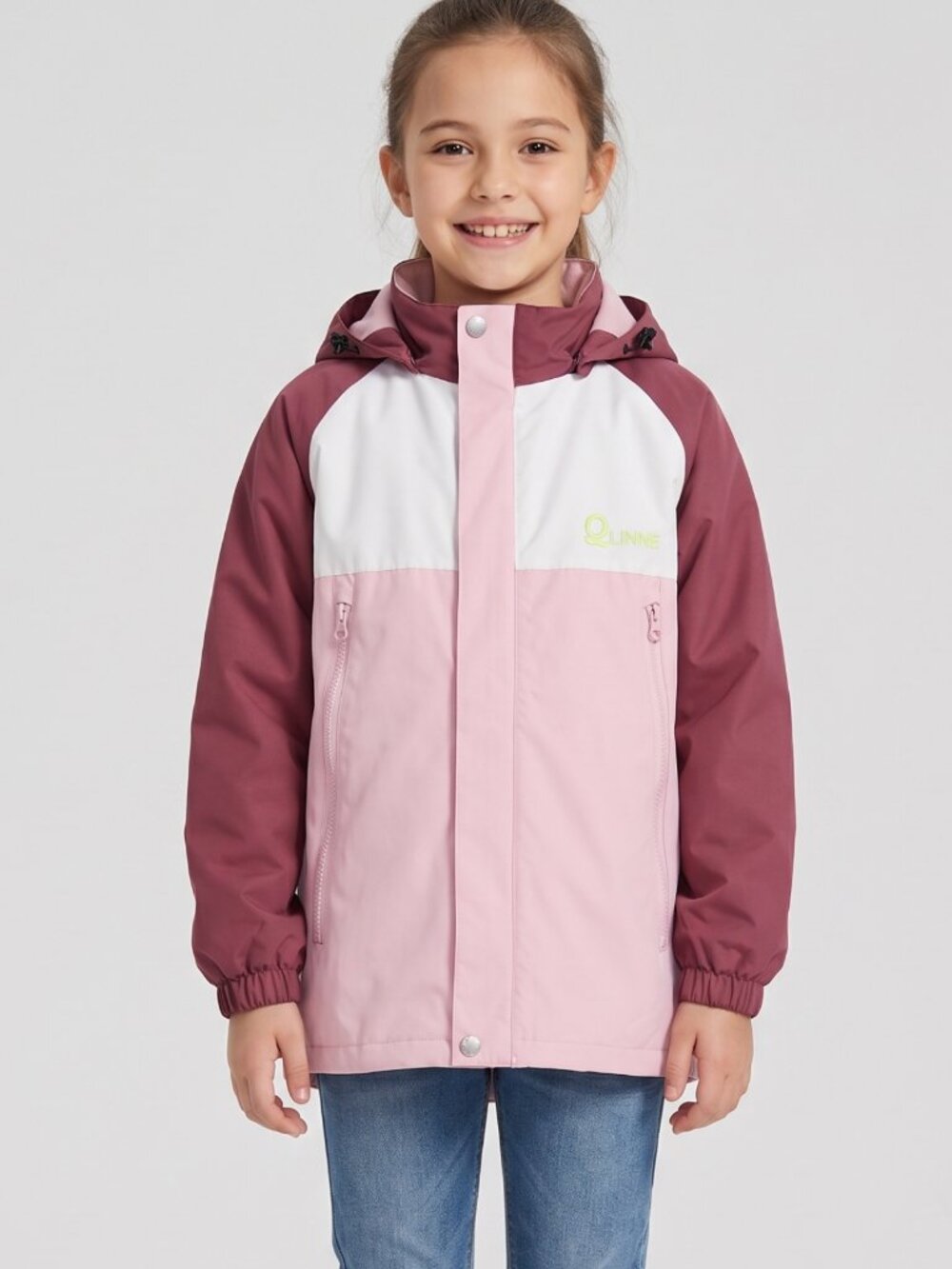 NWT Eluckface Girls 2in1 Waterproof Winter Jacket Color Block Snow Coat Size 10